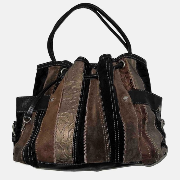 Fossil Pathwork Hobo Shoulder Bag Purse - Picture 2 of 8